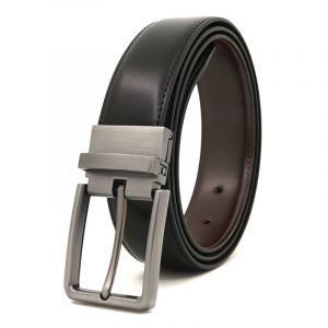 Des Hommes Réversible En Cuir Ceinture D'une Robe 1.3" Grande Rotation De La Boucle - Neuf