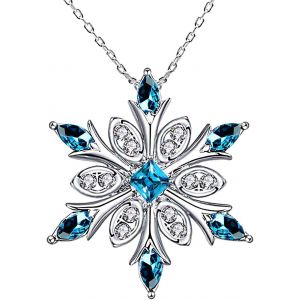 Kalanka-Collier Pour Femme En Argent Sterling 925 Avec Pendentif Flocon De Neige Et Cristaux Bleus - Neuf