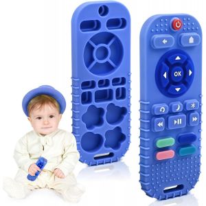 Anneau Dentition Bebe Silicone,Jouets De Dentition Pour Bebe 3 6 9 12 Mois Cadeau Naissance,T&eacute;l&eacute;commande Silicone Anneau Dentition Jouet B&eacute;b&eacute;,Jouets Pour B&eacute;b&eacute;s Autistes Gar&ccedil;on Fille&iquest;Bleu - Neuf