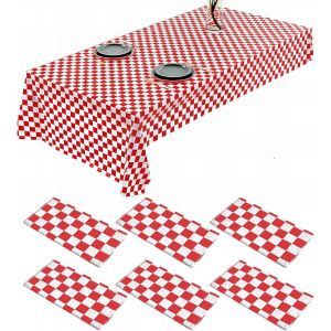 Ulteronixshop-Lot de 6 nappes rectangulaires jetables en Plastique &agrave; Carreaux imperm&eacute;ables pour f&ecirc;te, Anniversaire, Pique-Nique, f&ecirc;te pr&eacute;natale, Saint-Valentin 274,3 x 137,2 cm - Neuf