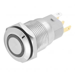 Lot de 40 interrupteurs a bouton-poussoir autobloquants en metal, 16 mm, 12 V, lumiere LED, 5 broches (rouge) - Neuf