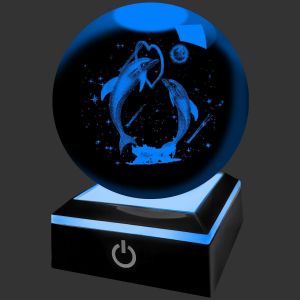 Kuwl-Boule De Cristal 3d Système Solaire Avec Led Multicolore Base Décoration Maison Ornement Astronomie D'intérieur Cadeaux Pour Enfants (Astronomy) (Dolphin) - Neuf