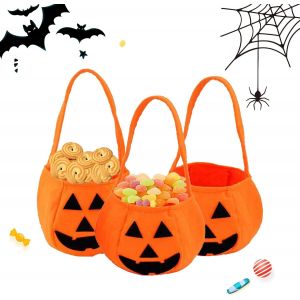 Cauc-3pcs Halloween Sacs De Bonbons,Sac De Bonbons Citrouille,Trick Or Treat Sac Enfants Sac De Rangement,Parfait Pour Les Chasses Aux Bonbons,Halloween Enfants Fêtes Cadeau Sac - Neuf