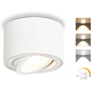 Ulteronixshop-Dimmable Led Spot En Saillie Orientable, 5w Spots De Plafond, &Oslash;80x50mm 3000k/4000k/6500k Rotation &Agrave; 30&deg; Spot Salle De Bain, Aluminium Rond Blanc Plafonnier Spot Led Orientable, 1 Pi&egrave;ce - Neuf