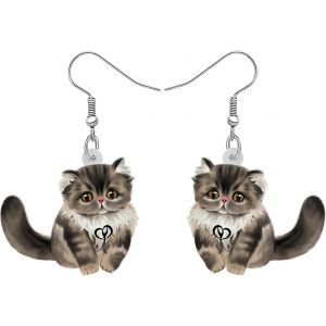 Kal-Boucles D'oreilles Pendantes En Acrylique Chat Animaux De Compagnie Mignon Pour Femmes Filles Bijoux Anime Kitten Cadeaux Pour Les Amoureux Des Chats - Neuf
