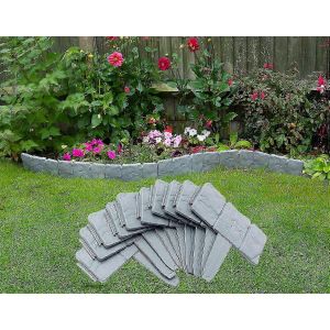 20 pcs pelouse parterre de fleurs bordure,pavé pierre plastique jardin bordure,plante bordure fleur lit clôture 5 mètres - Neuf