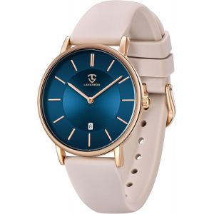 Montre Plate Analogique &Agrave; Quartz Pour Femme Avec Bracelet En Cuir Ou Silicone,Bo&icirc;tier De 39 Mm,2 Aiguilles,Date.[J348] - Neuf