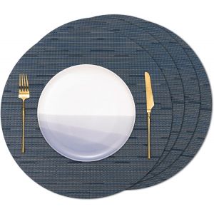 Eryi-Set De Table Rond Lot De 4, Fait En Vinyle Lavable Napperons Pour Cuisine Ou Pour Table À Manger Résiste À La Chaleur Dessous De Table Antidérapant Lavable 38 Cm De Diamètre - Neuf