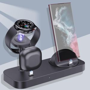 Eryi-Chargeur Sans Fil Android 4 En 1 Pour Téléphone Samsung Galaxy Z Flip 5/4/3 Z Fold 5/4/3 S24/S23 S22 S20 Ultra, Galaxy Watch 6/5/4/3 Galaxy Buds (Noir) - Neuf