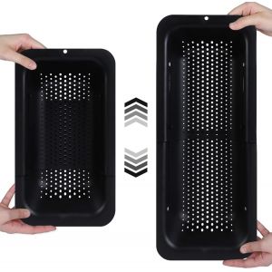 Passoire Noire Suspendue Au-Dessus De L'évier - Pour Laver Les Légumes Et Les Fruits, Égoutter Les Pâtes Cuites Et Sécher Les Plats - Extensible - New Home Kitchen Essentials - Neuf