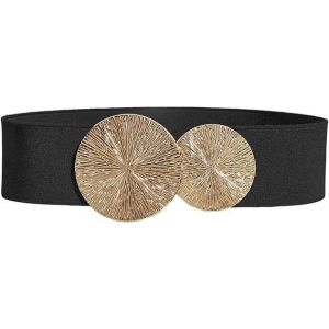 Vintage Élastique Large Ceinture Pour Les Femmes, Rétro Stretch Ceinture, Ceinture De Mode Pour Les Robes Et Les Manteaux, Noir, Taille Unique - Neuf
