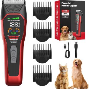 Tondeuse Pour Chien Pour Poil Long Epais, Kit Toilettage Rechargeable Sans Fil, Tondeuse Animaux &Agrave; 2 Vitesses Avec Chargeur De Type C Pour Petits, Moyens Et Grands Animaux - Neuf