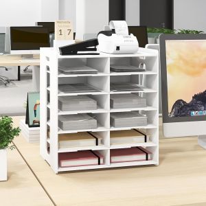 JEXNOVASHOP-12 Compartiments de Taille A5 Organisateur de Facture Bac &agrave; Courrier en PVC Boite Rangement Administratif Bo&icirc;te de Fourniture Cahier de Compte Banette de Ticket Billet pour Bureau Maison - Neuf