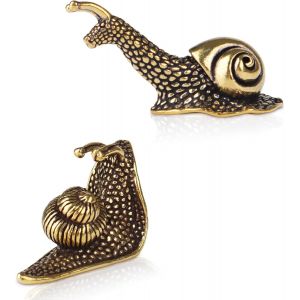 KALANKA-Lot de 2 figurines d'escargot en laiton pour décoration de jardin, décoration d'intérieur, escargot en laiton, doré - Neuf