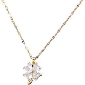 Kal-Cha&icirc;ne En Or Pour Dames, Collier Pendentif Personnalis&eacute;, Avec Pendentif Tr&egrave;fle &Agrave; Quatre Feuilles, Du Cou Simples - Neuf