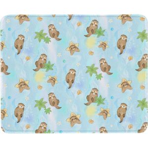 Tapis de souris d'ordinateur-26 x 21 cm-Base en caoutchouc antid&eacute;rapante avec surface lisse-Sous-main confortable et l&eacute;ger-Pour PC,ordinateur portable,bureau et maison-018 loutres - Neuf