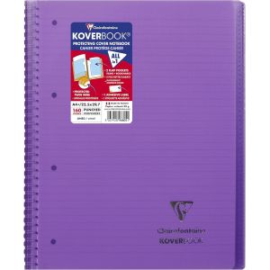 KALANKA-596805C Un Cahier à Spirale Koverbook Violet - A4+ 22,5x29,7 cm - 160 Pages Détachables Lignées avec Marge - Papier Blanc 90 g - Couverture Polypro - Neuf