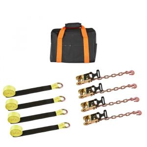 Kit d&iquest;Arrimage pour Roues-Duoku-avec Sangles &agrave; Cliquet et Crochet Robuste-Capacit&eacute; de Charge de 1512 kg-Couleur Jaune - Neuf
