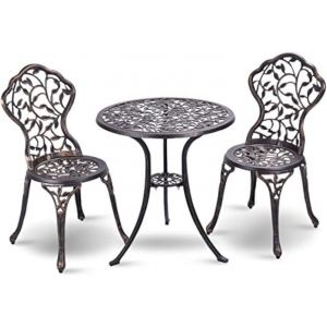 Ulteronixshop-Ensemble De Meubles De Jardin 3 Pi&egrave;ces Avec 2 Chaises Et Table, Meubles De Balcon En Fonte D'aluminium, Meubles De Terrasse, Ensemble De Jardin, Ensemble De Si&egrave;ges Pour Terrasse, Balcon - Neuf