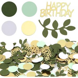 Lot de 200 confettis d'anniversaire verts Happy Birthday - D&iquest;&iquest;coration de table d'anniversaire - Vert - Confettis verts et dor&iquest;&iquest;s - Pour f&iquest;&ordm;te - D&iquest;&iquest;coration de table - Neuf