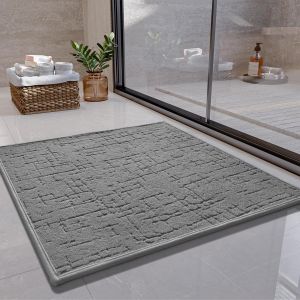 KAL-Tapis De Bain Antidérapant Super Absorbant Tapis Baignoire Doux Tapis Sortie De Douche Lavable Pour Salle De Bain Toilette(Gris Clair,53 * 53Cm) - Neuf