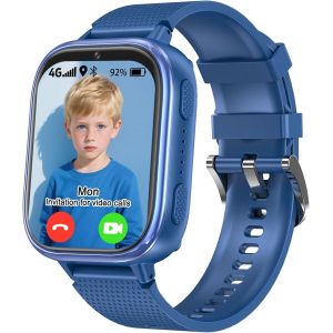 Montre Connectée Enfant Gps/4g, Montre Gps Enfant Avec Chat Familial,Sos,Téléphone,Appels Vidéo Hd,Étanche Ip67, Montre Intelligente Enfants Cadeau Pour 4-12 Ans - Neuf
