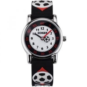 Montre Enfant Zeiger - Bracelet Noir - Football 3d - Quartz Analogique - Neuf