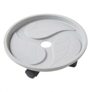 Pot De Fleurs A Roulettes Gris - Neuf