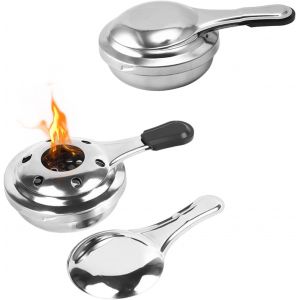 Jexnovashop-Lot De 2 Mini R&eacute;chaud &Agrave; Alcool Br&ucirc;leur &Agrave; Fondue &Agrave; Alcool En Acier Inoxydable Br&ucirc;leur P&acirc;te Rechaud Alcool Portable Br&ucirc;leur &Agrave; Alcool D&eacute;tachable Br&ucirc;leur D'alcool Pour Fondue Camping (Argent) - Neuf