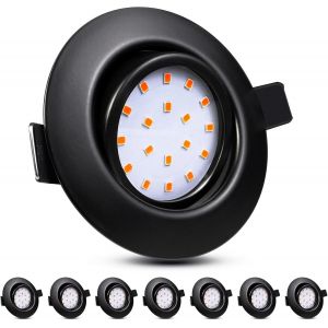 Subzonal-8x Spot Led Encastrable Noir Orientable 5w Extra Plat Blanc Chaud 3000k Trou 72-80mm,Spots De Plafond 220v Pour Cuisine Salon Interieur - Neuf