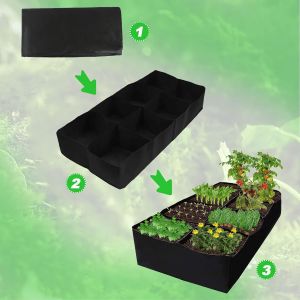 Sac De Culture Rectangulaire,Sac De Culture Potager,Lit De Jardin Sur&eacute;lev&eacute; &Agrave; 8 Grilles Divis&eacute;es En Tissu Pour Potager,Sac De Culture En Tissus Pour L&eacute;gumes,Carottes,Oignons,Fleurs (1pcs) - Neuf