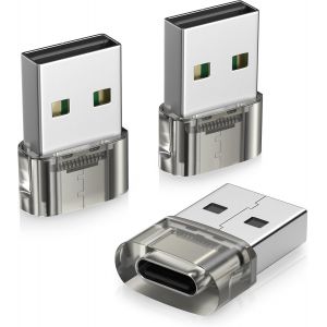 KALANKA-Adaptateur USB vers USB C pour CarPlay 3Pack,Type C Femelle vers USBA M&acirc;le Voiture Chargeur pour iPhone 17 Air 16 16e 15 Pro Max,Samsung S25 S24 A56 A55,Pas pour iPad/Magsafe/HomePod - Neuf