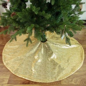 Jupe de sapin de No&euml;l &agrave; paillettes, d&eacute;corations de No&euml;l, tapis de protection pour le pied du sapin, ornements de f&ecirc;te pour la maison - Neuf