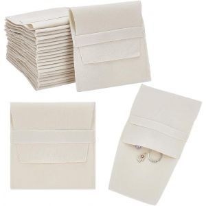Subzonal-Nbeads 24 Pochettes &Agrave; Bijoux En Microfibre, Vieille Dentelle Couleur Faux Daim Bijoux Pochette Bijoux Sacs De Rangement Sac Cadeau Pour Bonbons Cadeau Collier Bracelet Emballage, 9.7x9.4 Cm - Neuf