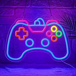 Enseigne Au Néon De Manette De Jeu Enseigne Lumineuse Néon À Intensité Variable Pour Salle De Jeux Usb Éclairage Led Pour Chambre D'Enfant, Décoration Murale, Cadeau Pour Adolescent - Neuf