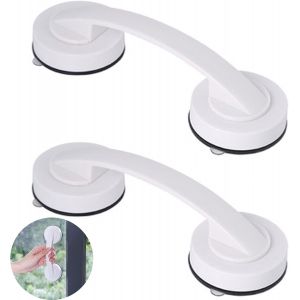 Lot de 2 poignées à ventouse ultra-résistantes, poignée de porte à ventouse portable, grandes poignées de porte et de fenêtre en verre, adaptées à la salle de bain et aux armoires, blanches - Neuf