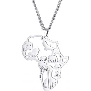 Trahoo-Collier Avec Pendentif Carte De L'afrique Pour Homme - Pendentif Tribal Africain - Collier Ethnique Pour Fils - Neuf