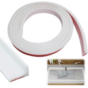 Sjzg-Barriere De Douche 250cm Joint Porte Douche Silicone, Seuil Douche Barrage D'eau Autocollante, Seuil De Douche Barrage D'eau Autocollante, Joint Douche Pour Baignoire Coins &Eacute;vier (Blanc) - Neuf