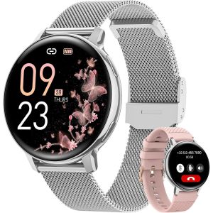 Montre Connect&eacute;e Femme avec Appel Bluetooth, 1.39"" HD Smartwatch Sant&eacute; Au F&eacute;minin, 120+ Modes Sportifs, Sommeil, Fr&eacute;quence Cardiaque, SpO2, Calories IP68 Podometre Android iOS Argent - Neuf