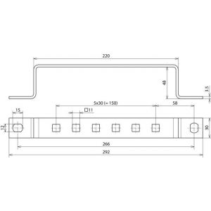 Dehn Barre de mise &agrave; la terre en acier inoxydable avec 6 bornes - 472319 - Neuf