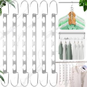 LETNERNY-6 Pièces Cintres Gain De Place En Métal, 26Cm Cintres Multifonctionnels, Cintres Magiques Argenté, Multipurpose Hanger Pour Chem Robe Pantalon Manteau - Neuf