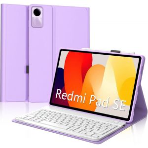 Clavier Xiaomi Redmi Pad SE 11, Clavier éclairage 7 Couleurs, Clavier AZERTY Layout sans Fil Bluetooth Amovible pour Redmi Pad SE 11 Pouces 2023 avec Porte Crayon, Violet Clair - Neuf