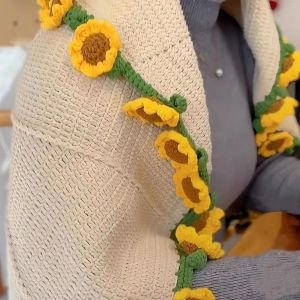 Couverture En Crochet Avec Bouquet De Fleurs, Jet&eacute; De Canap&eacute;, Couverture Tricot&eacute;e, Couvre-Lit Floral Fait Main Pour Le Salon - Neuf