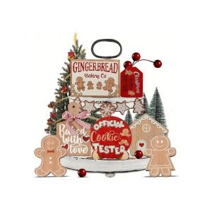 Ensemble de 12 d&eacute;corations de bonhommes en pain d'&eacute;pice pour sapin de No&euml;l - Neuf