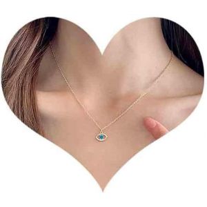 Kal-Collier Boho Pendentif Oeil Maléfique Collier Ras De Cou Oeil Bleu Minimaliste Cz Bleu Bijoux Vintage Collier Ras De Cou Oeil Doré Collier Ras De Cou Pour Femmes Et Filles - Neuf