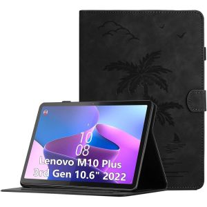 KAL-Coque Pour Lenovo Tab M10 Plus 3Rd Gen 10.6 Pouces 2022 (Tb125Fu /Tb128Fu) Housse De Protection Multi-Angles &Eacute;tui En Cuir Pu Avec Fente Pour Carte, Auto R&eacute;veil/Sommeil, Noir - Neuf
