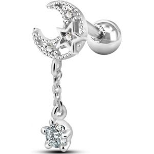 Piercing Helix Oreille 16g Piercing Cartilage En Acier Chirurgical 316l Lune Avec Zircone Cubique Piercing Tragus Boucles D¿Oreilles Femme Fille Piercing Conch Anneau Bijoux Piercing 6mm - Neuf