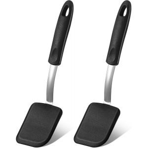 Lot De 2 Mini Spatules &Agrave; Brownies Flexibles En Silicone Pour Ustensiles De Cuisine Antiadh&eacute;sifs, R&eacute;sistantes &Agrave; La Chaleur, Sans Rayures Pour Cr&ecirc;pes Aux ?Ufs (Noir) - Neuf