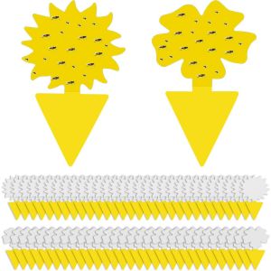 Pi&egrave;ges &agrave; Insectes 60 Pieces Anti Moucheron Plante, Plug-in Pi&egrave;ges &agrave; Insectes Pi&egrave;ges Englu&eacute;es Autocollants Colle Double sans Insecticide, Anti Moucheron Plante pour Plante Fleur Fruits - Neuf