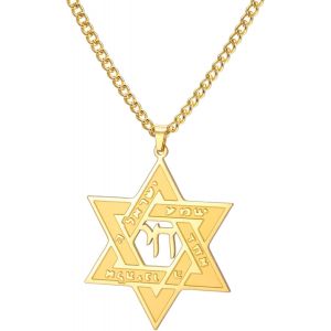 Kal-Collier &Eacute;toile De David Chai Collier Pendentif Chai Juif H&eacute;breu Kabbale Amulette Bijoux Juifs Chr&eacute;tiens Hexagramme Hanoukka Cadeau Femmes Hommes - Neuf